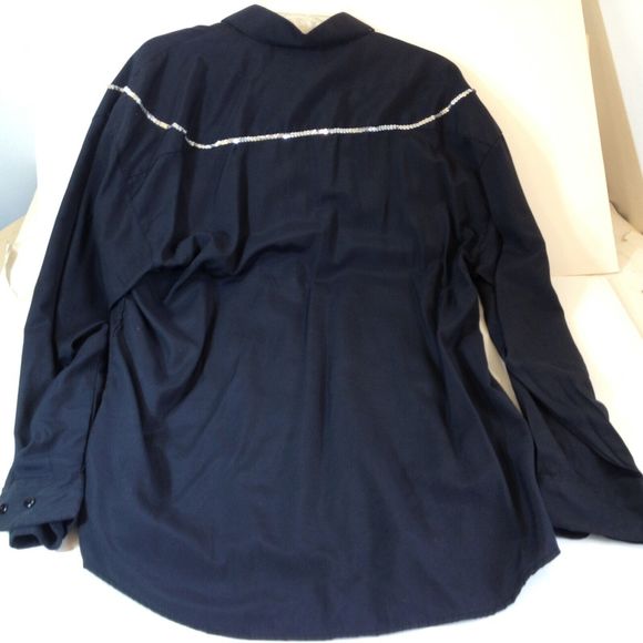 Vintage ELLIOTT Dress Shirt Button Up Black Long Sleeve Cowboy Design Mens L - Picture 7 of 15